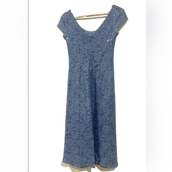 Oleg Cassini Sequin blue gray Cocktail prom Vegas Dress size 2 - Picture 5 of 13